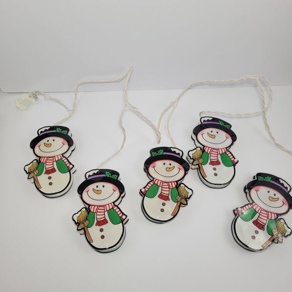 5pc Vintage Christmas Snowman String Light Set - Picture 1 of 6